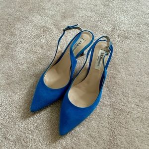 L.K.Bennett shoes, high heeled, blue, made in Spain.